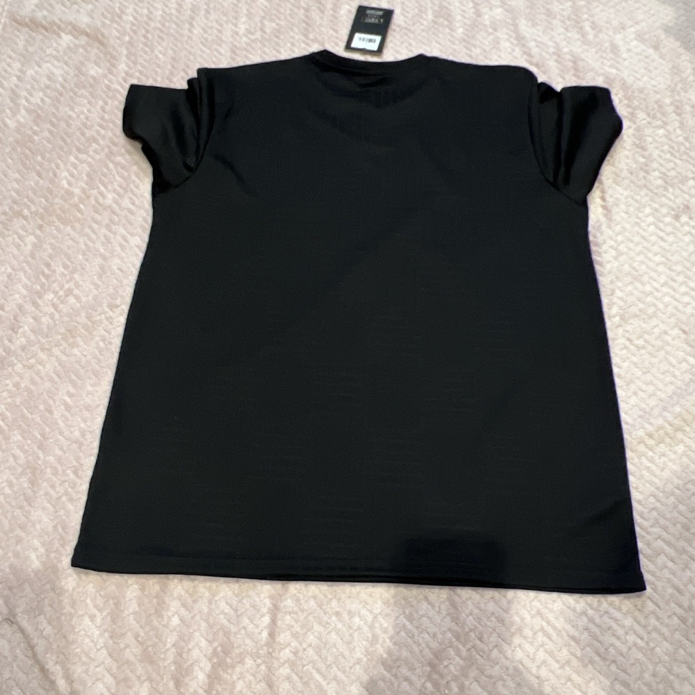 NWT Casa Moda Couture~LARGE~Men's SS Knit Tee Black Textured X Line Pattern - Picture 8 of 10